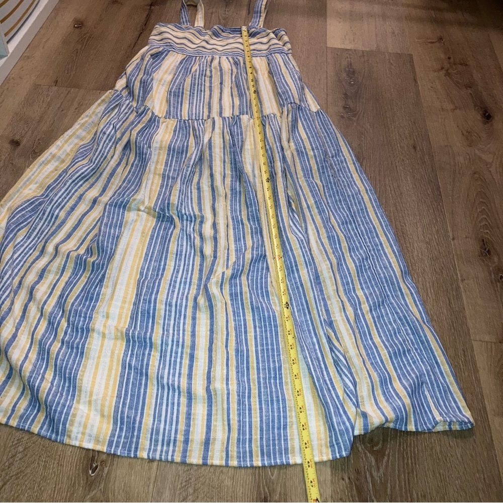 SHEIN Women’s Blue and Yellow Vertical Striped Tiered
Boho Maxi Sundress Small - Picture 4 of 9